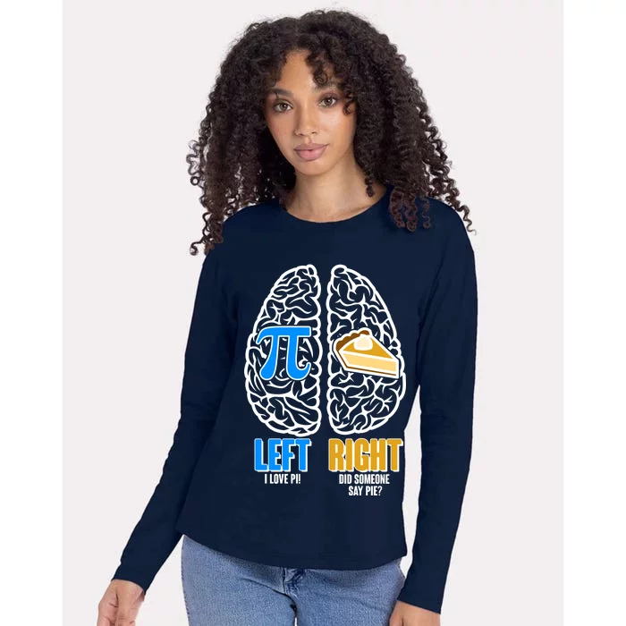 Funny Left Right Brain Pi Pie Womens Cotton Relaxed Long Sleeve T-Shirt