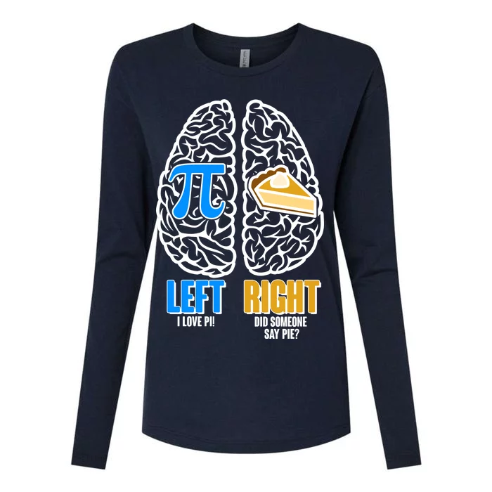 Funny Left Right Brain Pi Pie Womens Cotton Relaxed Long Sleeve T-Shirt