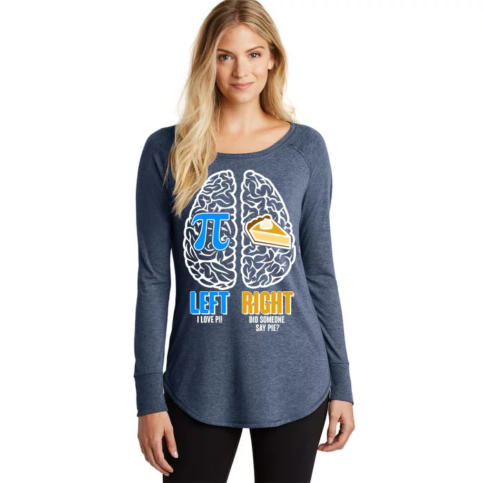 Funny Left Right Brain Pi Pie Women's Perfect Tri Tunic Long Sleeve Shirt