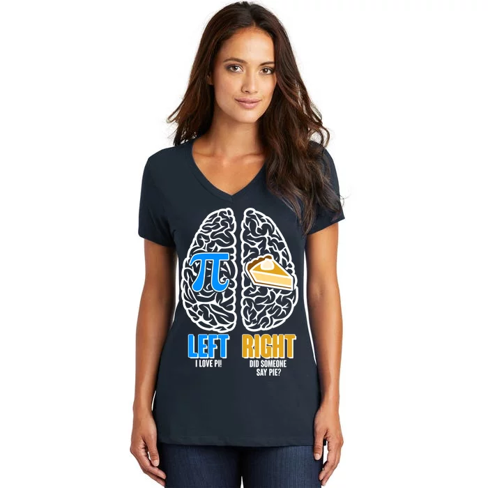 Funny Left Right Brain Pi Pie Women's V-Neck T-Shirt