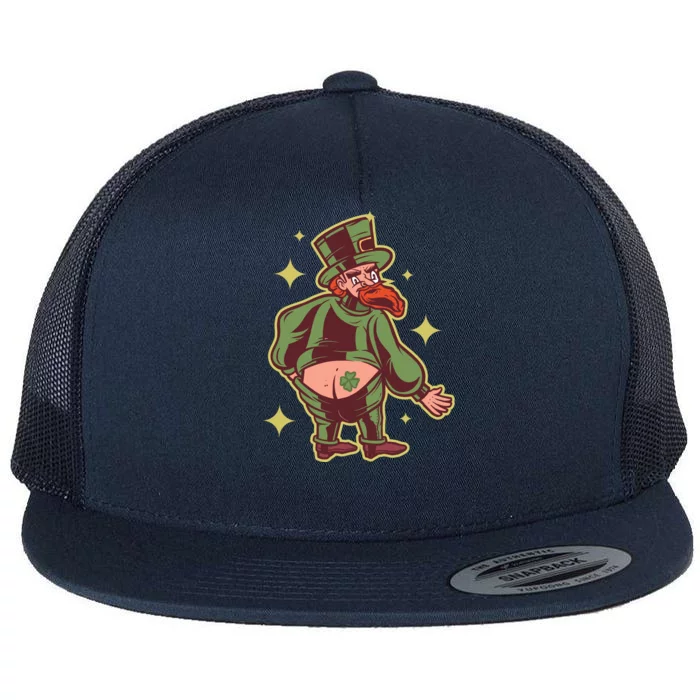 Funny Leprechaun Tattoo Flat Bill Trucker Hat