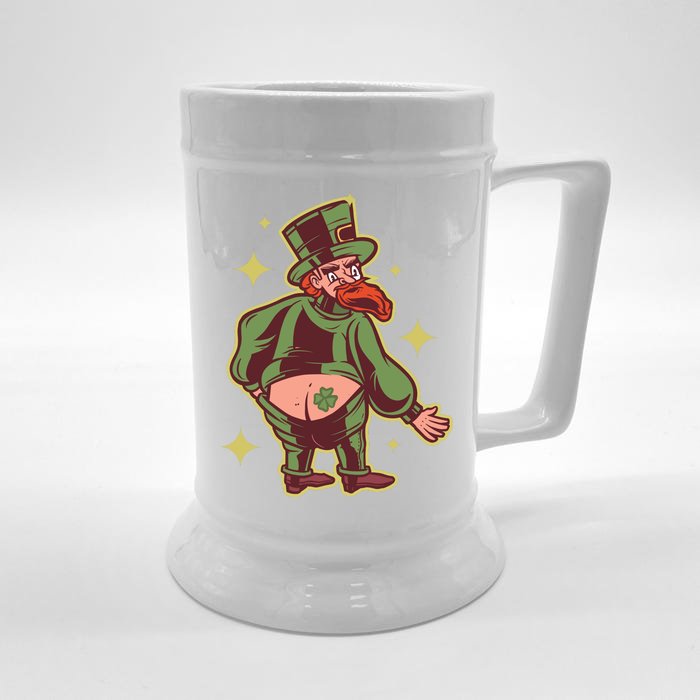 Funny Leprechaun Tattoo Front & Back Beer Stein