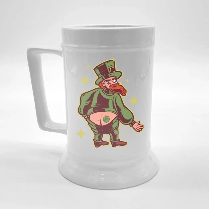 Funny Leprechaun Tattoo Front & Back Beer Stein