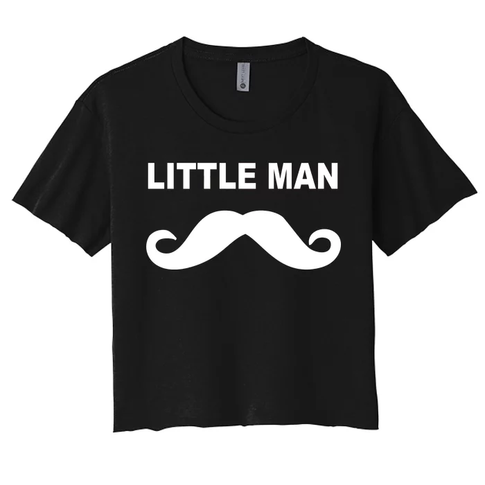 Funny Little Man Mustache Women's Crop Top Tee