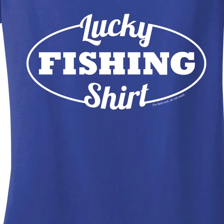 Funny Lucky Fishing Women's V-Neck T-Shirt