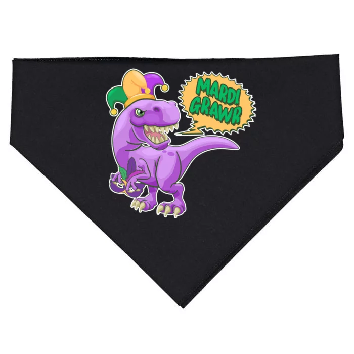 Funny Mardi Grawr T-Rex Dinosaur USA-Made Doggie Bandana