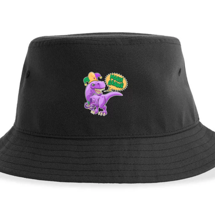 Funny Mardi Grawr T-Rex Dinosaur Sustainable Bucket Hat