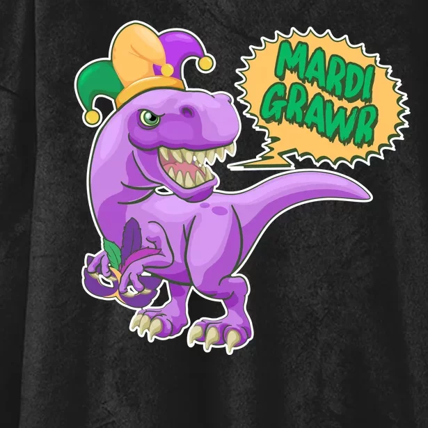 Funny Mardi Grawr T-Rex Dinosaur Hooded Wearable Blanket