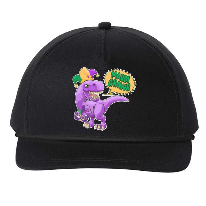 Funny Mardi Grawr T-Rex Dinosaur Snapback Five-Panel Rope Hat