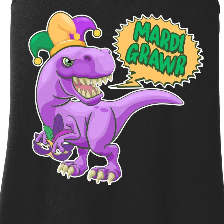 Funny Mardi Grawr T-Rex Dinosaur Ladies Essential Tank