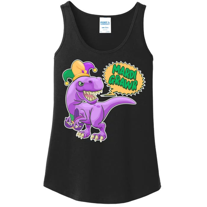 Funny Mardi Grawr T-Rex Dinosaur Ladies Essential Tank