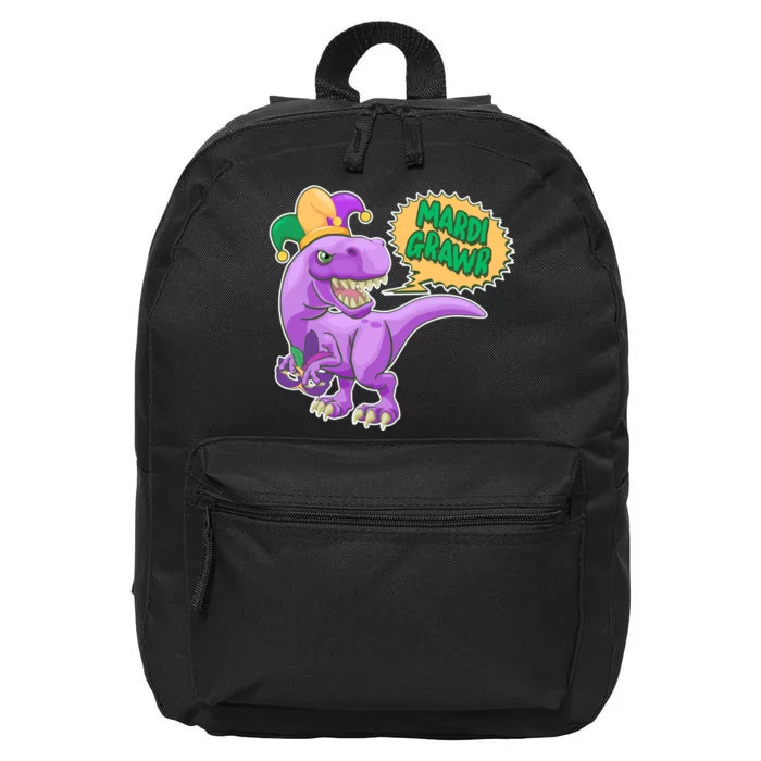 Funny Mardi Grawr T-Rex Dinosaur 16 in Basic Backpack