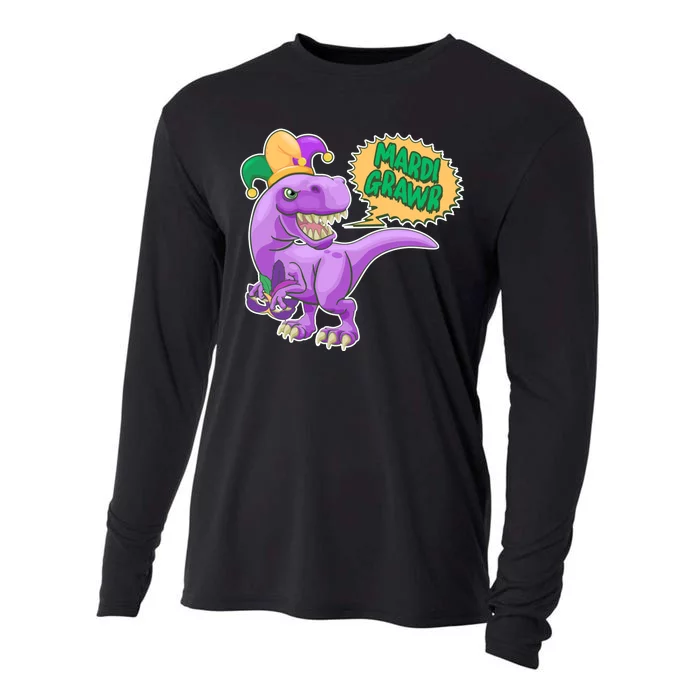 Funny Mardi Grawr T-Rex Dinosaur Cooling Performance Long Sleeve Crew