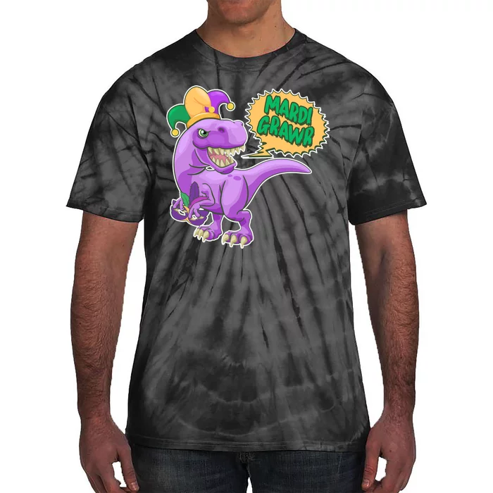 Funny Mardi Grawr T-Rex Dinosaur Tie-Dye T-Shirt