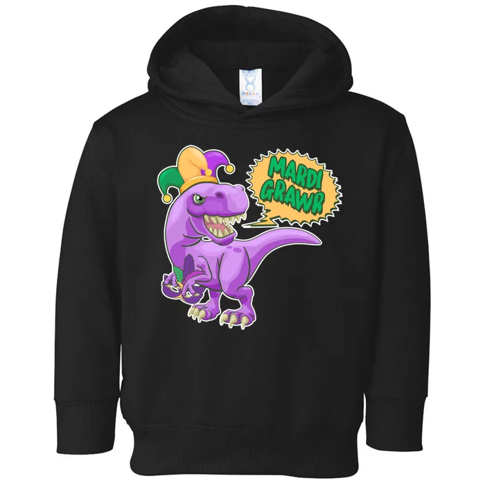 Funny Mardi Grawr T-Rex Dinosaur Toddler Hoodie