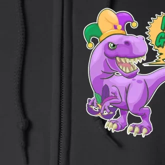 Funny Mardi Grawr T-Rex Dinosaur Full Zip Hoodie