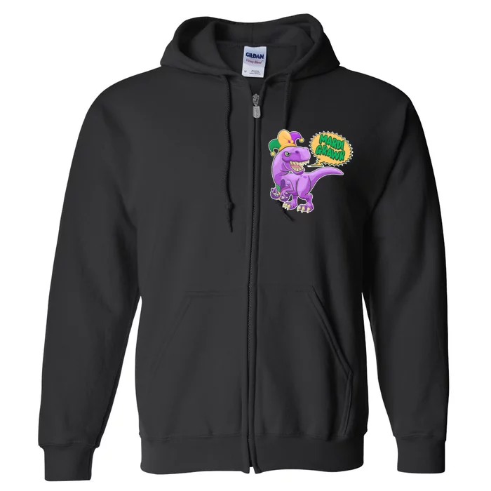 Funny Mardi Grawr T-Rex Dinosaur Full Zip Hoodie