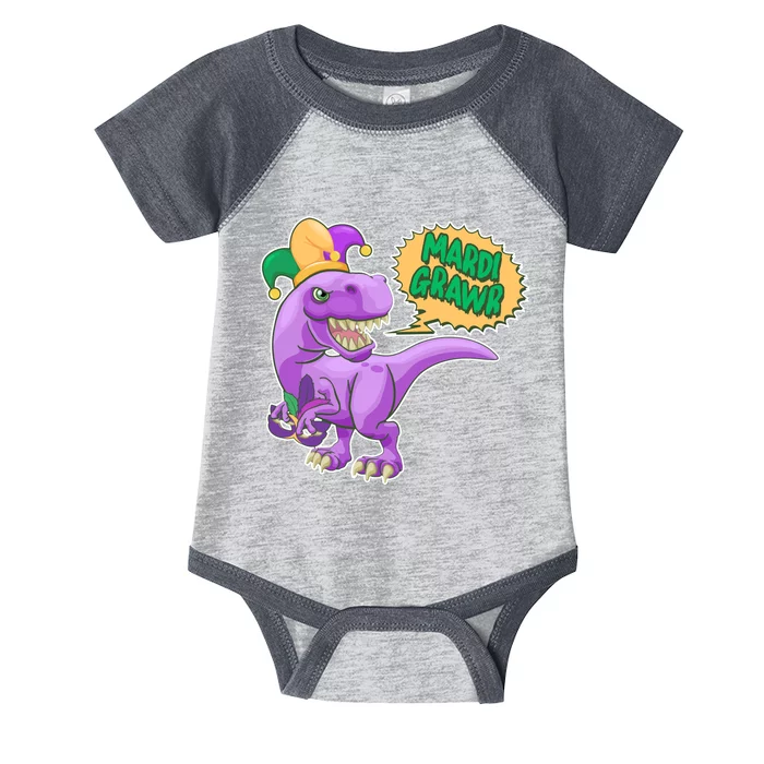 Funny Mardi Grawr T-Rex Dinosaur Infant Baby Jersey Bodysuit