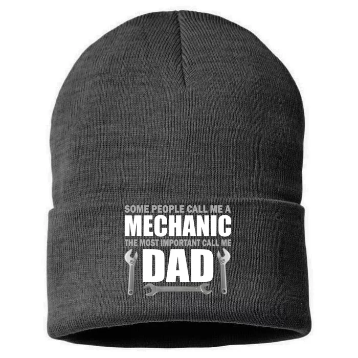 Funny Mechanic Dad Sustainable Knit Beanie