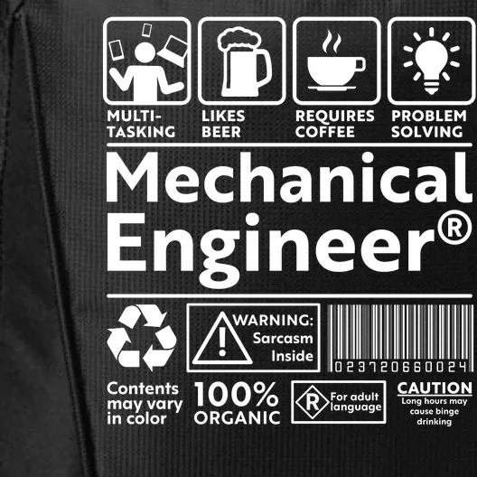 Funny Mechanical Engineer Label City Backpack