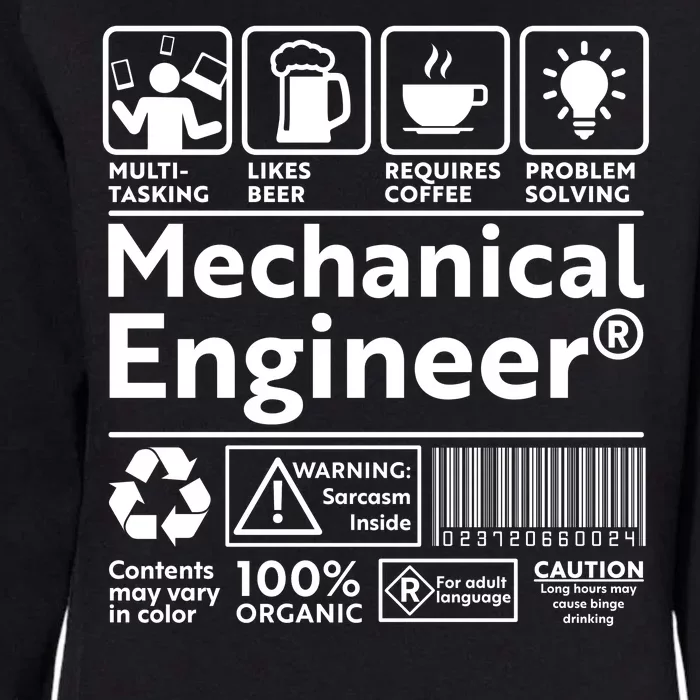 Funny Mechanical Engineer Label Womens California Wash Sweatshirt