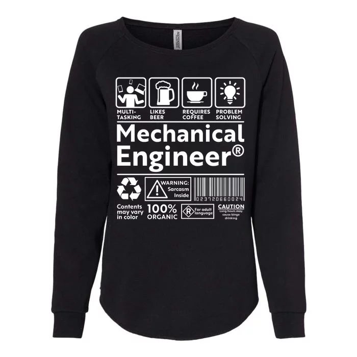 Funny Mechanical Engineer Label Womens California Wash Sweatshirt