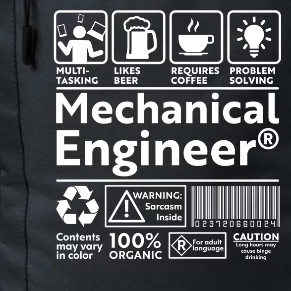 Funny Mechanical Engineer Label Daily Commute Backpack