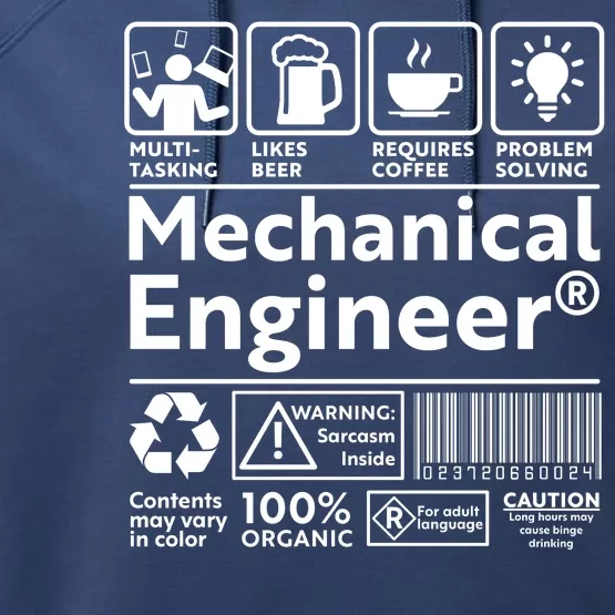 Funny Mechanical Engineer Label Performance Fleece Hoodie