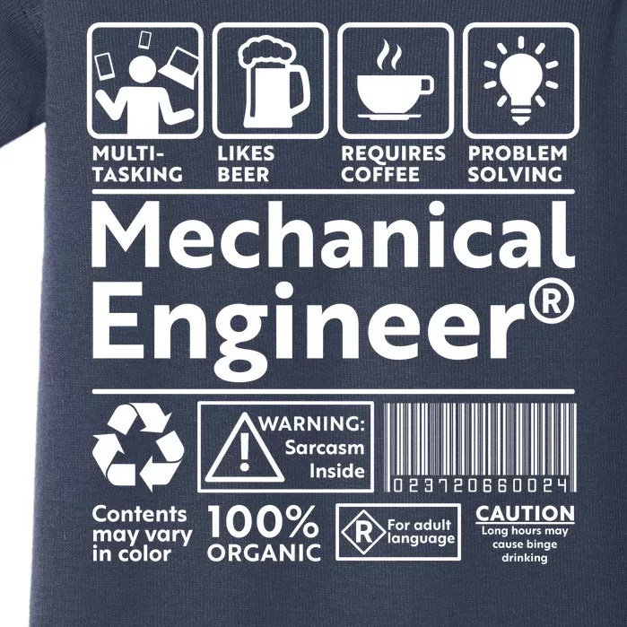 Funny Mechanical Engineer Label Baby Bodysuit