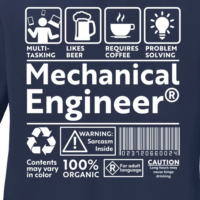 Funny Mechanical Engineer Label Ladies Long Sleeve Shirt