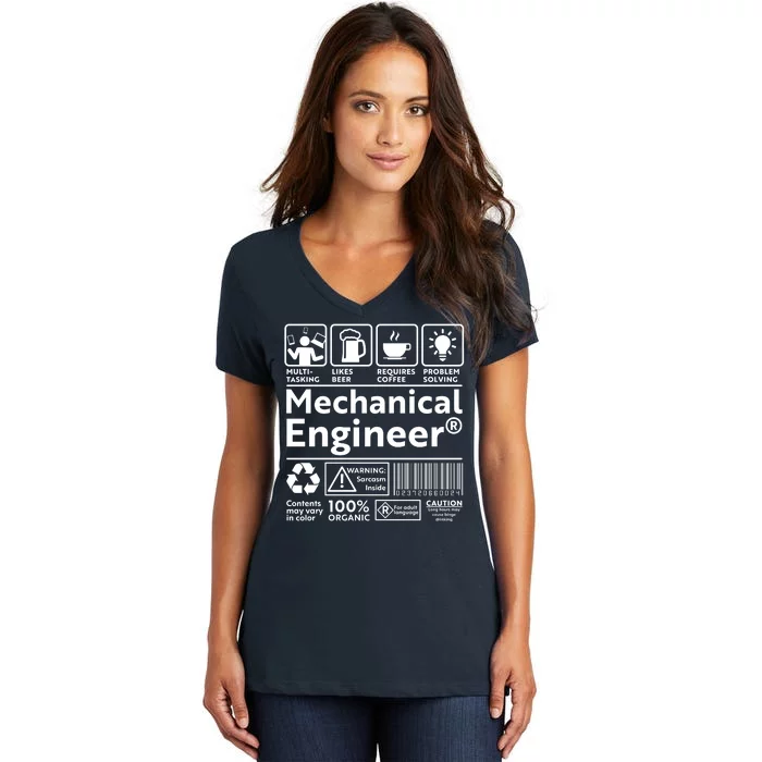 Funny Mechanical Engineer Label Women's V-Neck T-Shirt