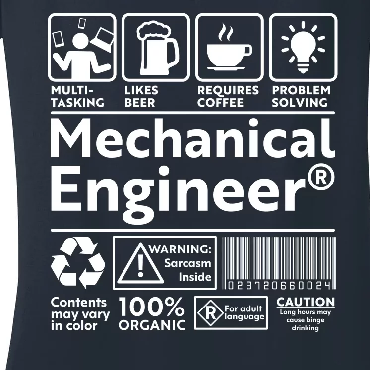 Funny Mechanical Engineer Label Women's V-Neck T-Shirt