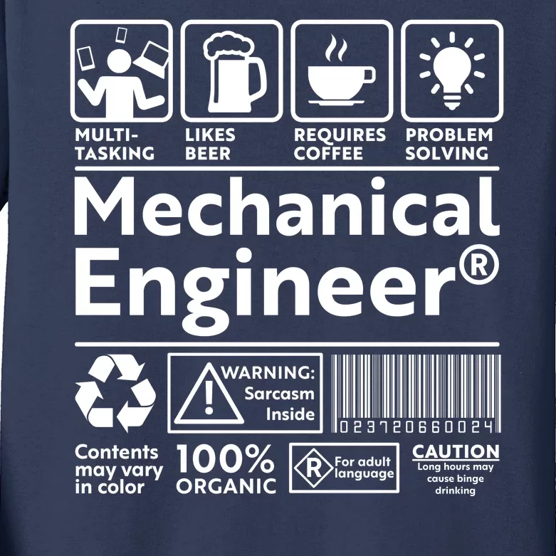 Funny Mechanical Engineer Label Kids Long Sleeve Shirt