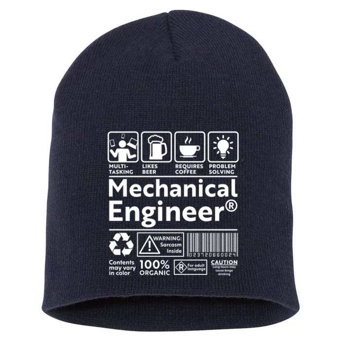 Funny Mechanical Engineer Label Short Acrylic Beanie