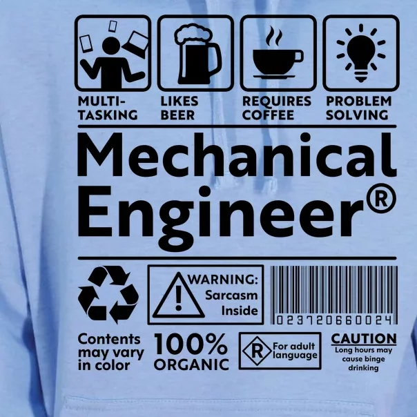 Funny Mechanical Engineer Label Unisex Surf Hoodie