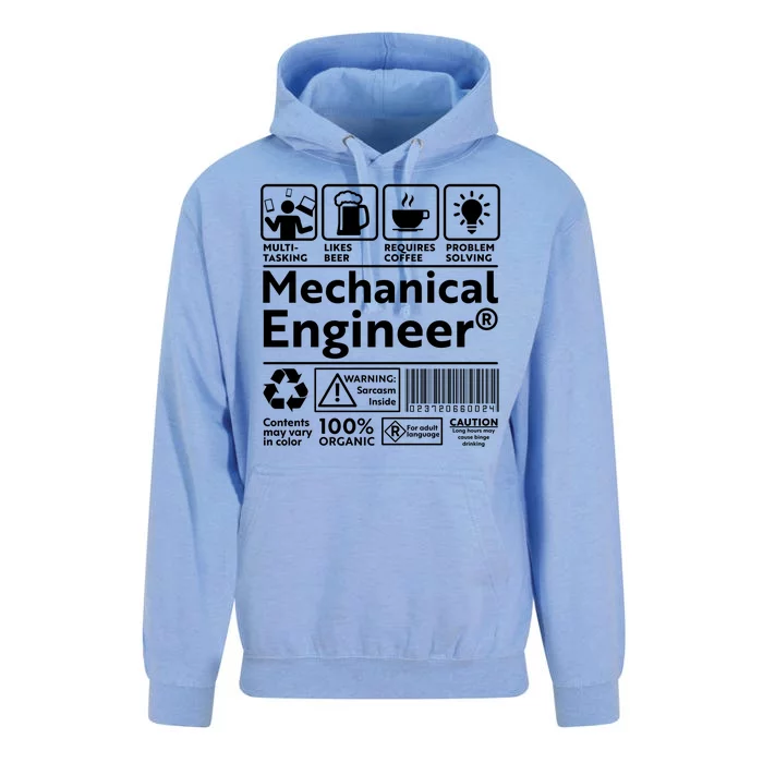 Funny Mechanical Engineer Label Unisex Surf Hoodie