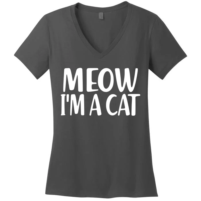 Funny Meow I'm A Cat Lazy Halloween Costume Women's V-Neck T-Shirt