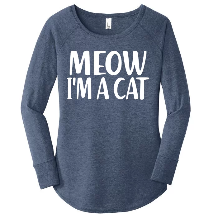 Funny Meow I'm A Cat Lazy Halloween Costume Women's Perfect Tri Tunic Long Sleeve Shirt