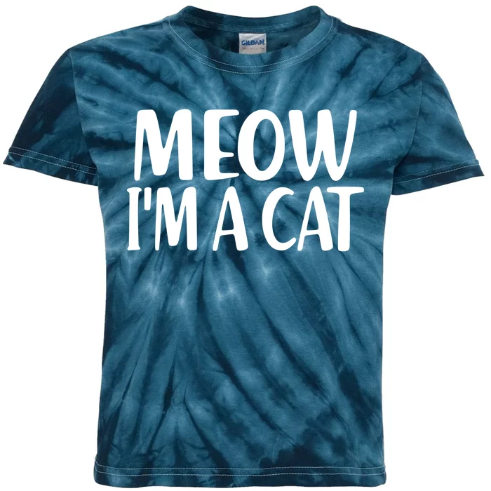 Funny Meow I'm A Cat Lazy Halloween Costume Kids Tie-Dye T-Shirt