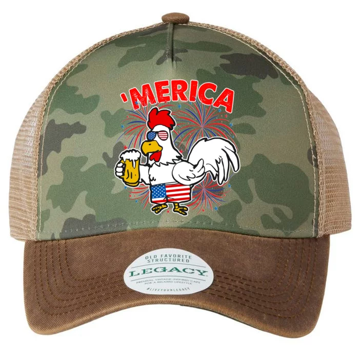 Funny Merica USA Rooster With Beer Legacy Tie Dye Trucker Hat