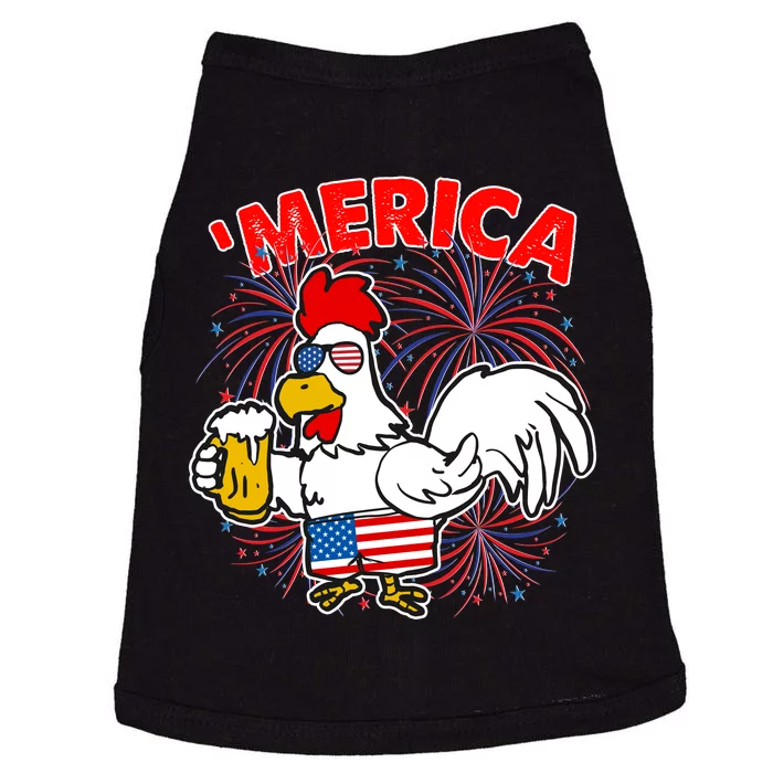 Funny Merica USA Rooster With Beer Doggie Tank