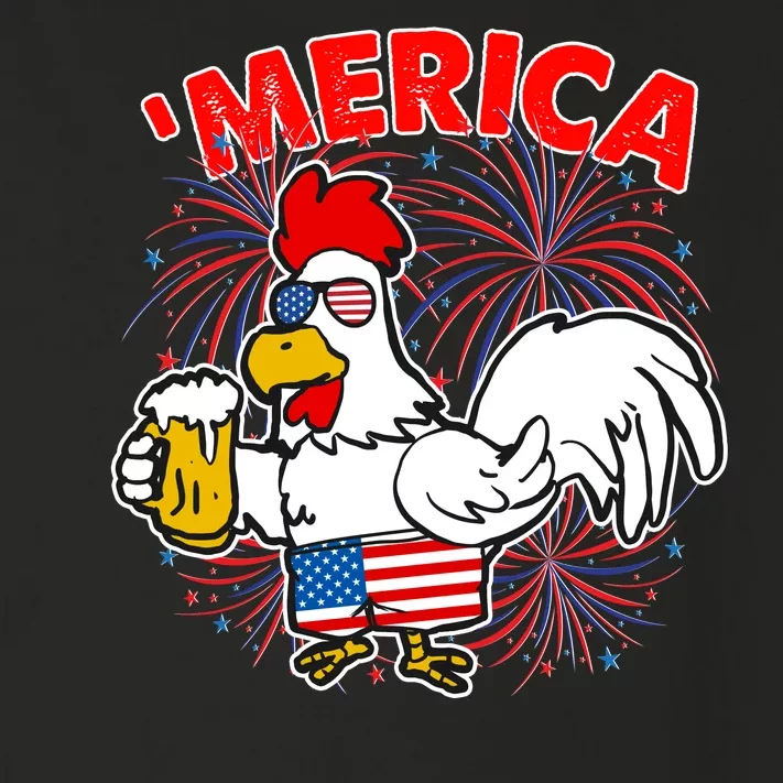 Funny Merica USA Rooster With Beer Toddler Long Sleeve Shirt