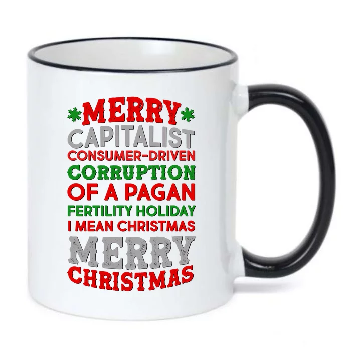 Funny Merry Capitalist Christmas Black Color Changing Mug