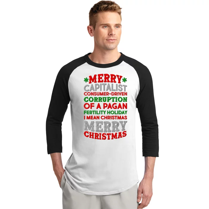 Funny Merry Capitalist Christmas Baseball Sleeve Shirt