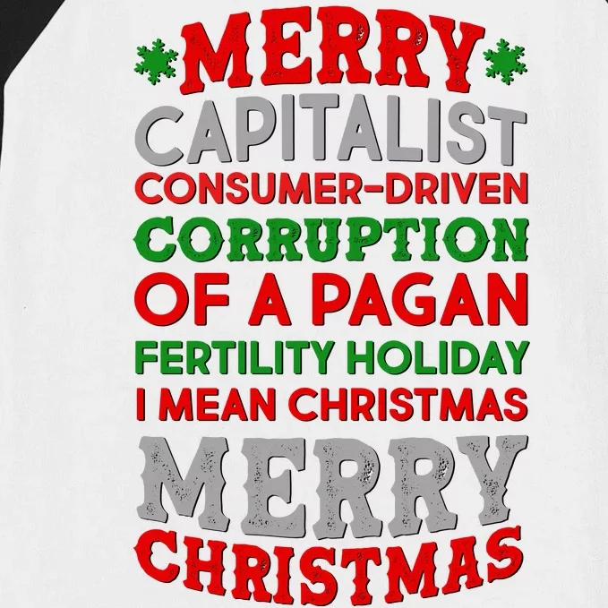 Funny Merry Capitalist Christmas Baseball Sleeve Shirt