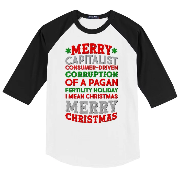 Funny Merry Capitalist Christmas Baseball Sleeve Shirt