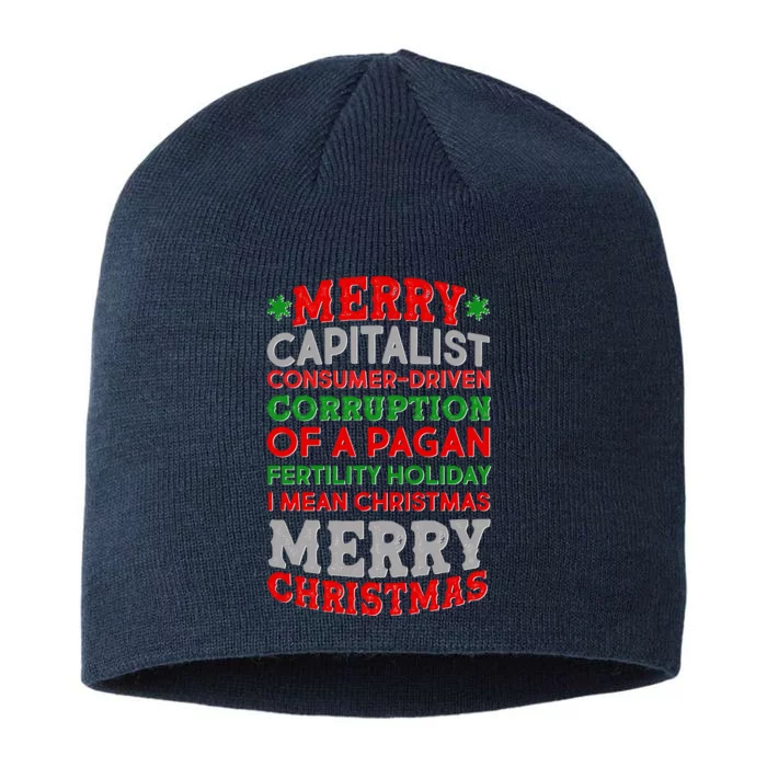 Funny Merry Capitalist Christmas 8 1/2in Sustainable Knit Beanie