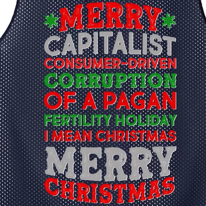 Funny Merry Capitalist Christmas Mesh Reversible Basketball Jersey Tank