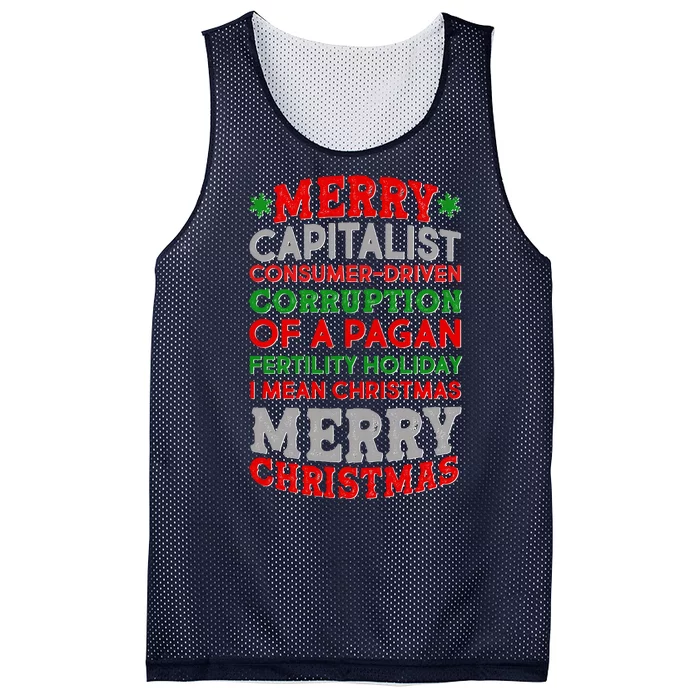 Funny Merry Capitalist Christmas Mesh Reversible Basketball Jersey Tank