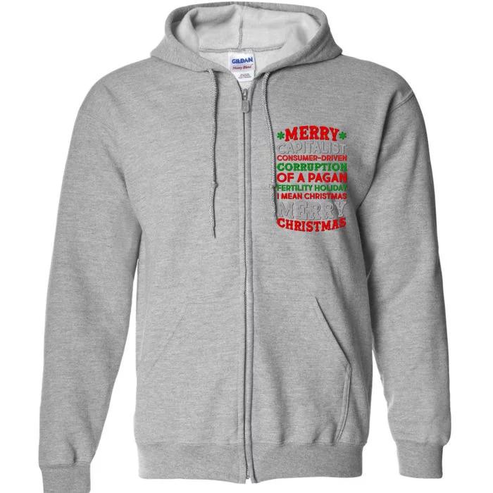 Funny Merry Capitalist Christmas Full Zip Hoodie